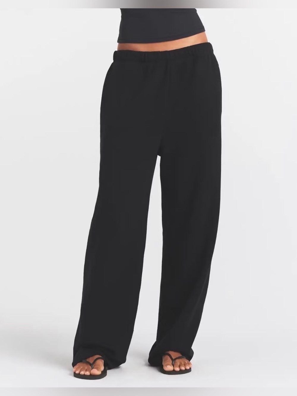SKIMS Cotton Fleece Classic Straight Leg Pant Onyx Size S NEW